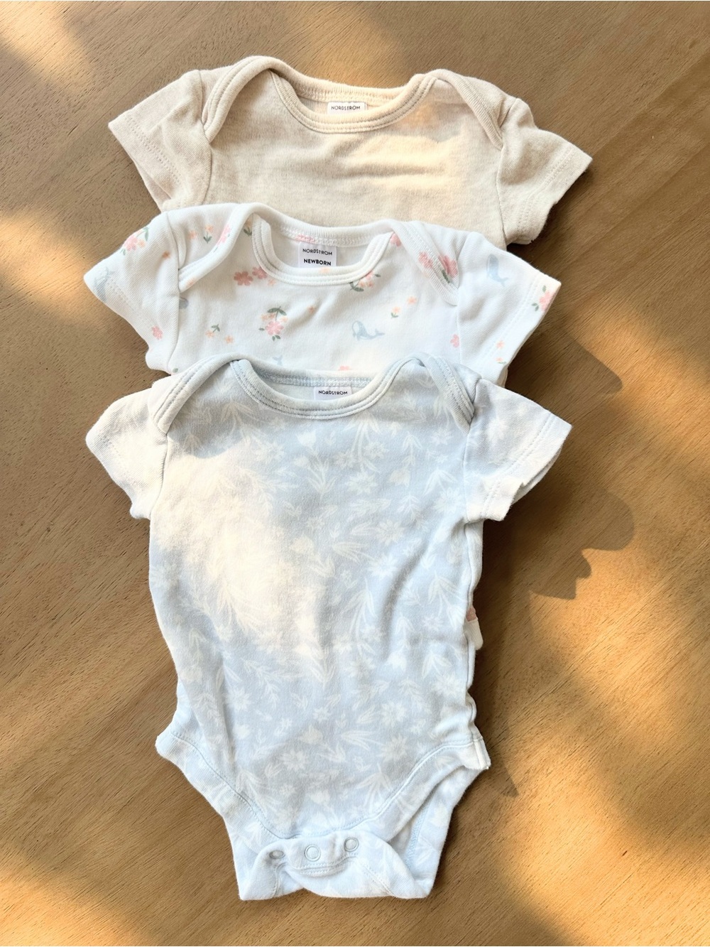 Nordstrom Baby 3-Pack Cotton Short-Sleeve Bodysuits, Newborn